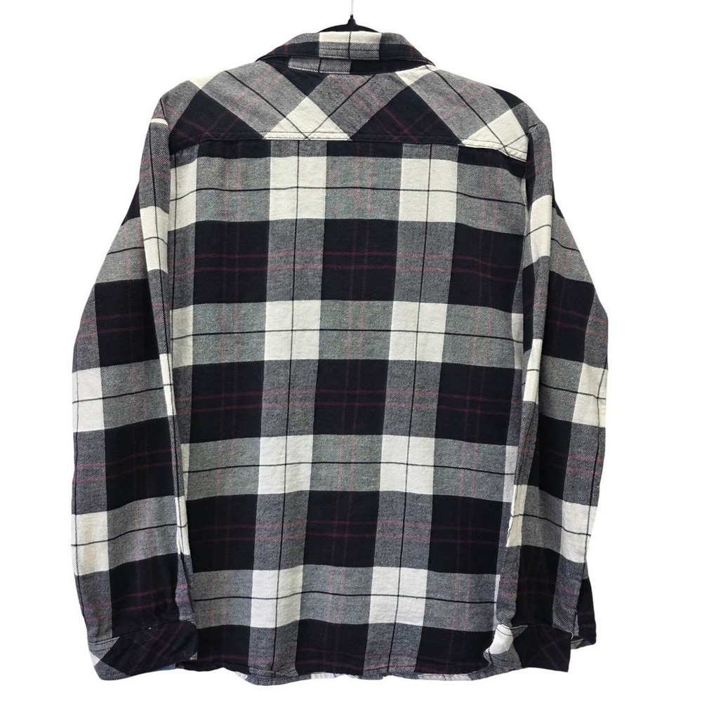 Dickies Womens XL Black White Red Plaid Cotton Flannel Button Up Shirt LS - Picture 2 of 10